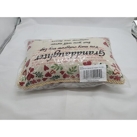 Embroidered Floral Heart Granddaughter Accent Lumbar Toss Throw Pillow 8"x12" - Picture 12 of 15
